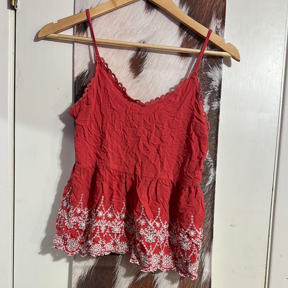 Coral Lace Trim Women's Top